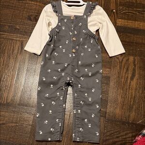 3 x 20 Gray Floral Kids Overalls